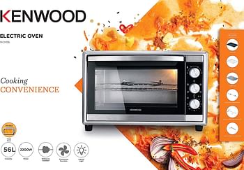 Kenwood 56L Toaster Oven Oven Toaster Grill Large Capacity Double Glass Door Multifunctional With Rotisserie And Convection Function For Grilling, Silver, Stainless Steal, MOM56.000SS