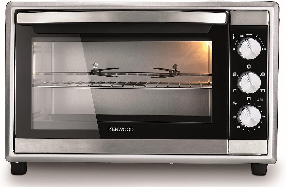 Kenwood 70L Electric Toaster Oven Large Capacity Double Glass Door Multifunctional with Rotisserie and Convection Function for Grilling, Toasting, Broiling, Baking, Defrosting MOM70 Silver MOM70.000SS