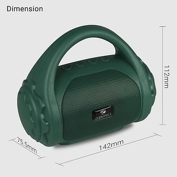 Zebronics ZEB-COUNTY 3W Wireless Bluetooth Portable Speaker With Supporting Carry Handle, USB, SD Card, AUX, FM & Call Function. (Green)