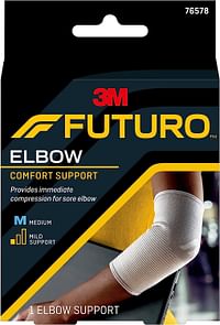 Futuro Comfort Elbow Support, Medium size, Beige color, 76578ENR. Provides inmediate compression for sore elbow, mild support. 1 Unit/pack