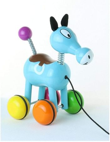 Vilac 1875S Roudoudou Le Cheval Bleu Trailable Wooden Play Toy