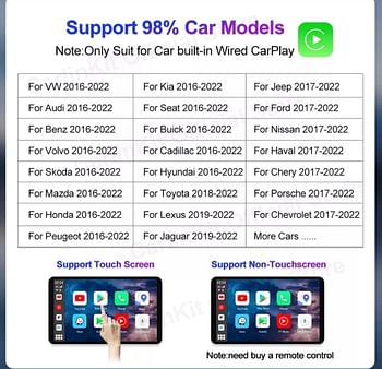 2022 4G LTE Carlinkit CarPlay AI Box Adapter,Ultra-Thin,8 Core Chip,3G+32G,Bulit-in Navigation and YouTube,Netflix,Support Wireless CarPlay&Android Auto& US ATT Network,SIM&TF Card etc