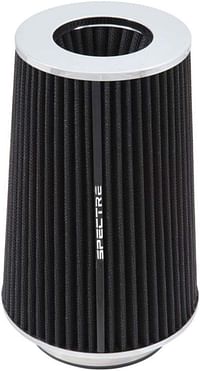 Spectre Universal Clamp-On Air Filter: High Performance Washable Filter: Round Tapered; 3 in/3.5 in/4 in Flange ID; 10.6 in (269 mm) Height; 6 in (152 mm) Base; 4.75 in (121 mm) Top SPE-9731 Black