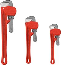 Stalwart - 75-Ht3012 Plumbers Pipe Wrench 3 Piece 14-Inch 10-Inch 8-Inch Set – Home Improvement Hand Wrenches With Adjustable Jaws And Storage Pouch By