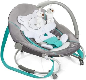 Hauck Leisure, Baby Rocker From Birth Up To 9 Kg, Swing And Chair, Tilt-Resistant Bouncer With Removable Play Arch, Adjustable Backrest, Carry Straps, Safety Harness, Bear Hearts