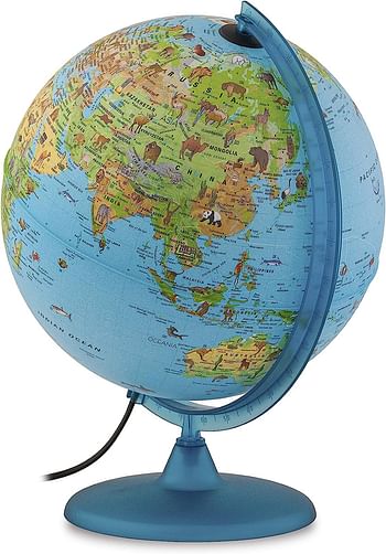 Tecnodidattica Safari Illuminated and revolving Globe 12"/30cm Diameter, Blue