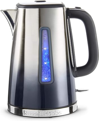 Russell Hobbs Eclipse Electric Kettle Polished, 1.7L Capacity 300W, Rapid Boil, Perfect Pour Spout, Quiet Boil, Stainless Steel Electric Kettle for Home, and Office Use 25111 - Midnight Blue