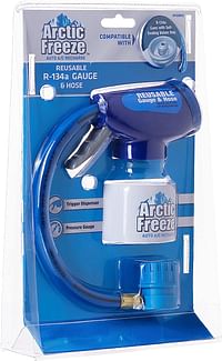 Arctic Freeze Car Air Conditioner Refrigerant Gauge and Hose, Reusable AC Recharge Kit Compatible with R-134A Cans with Self Sealing Valves, InterDynamics
