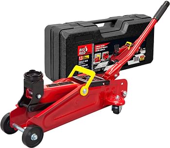 Big Red T820014S Torin Hydraulic Trolley Service/Floor Jack With Blow Mold Carrying Storage Case, 1.5 Ton (3,000 Lb) Capacity, Red