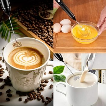 Handheld Milk Frother. 3 In 1; Electric Foam Maker, Egg Beater, Drink Mixer. USB Rechargeable, Mini Blender For Coffee Latte Cappuccino Hot Chocolate, Black