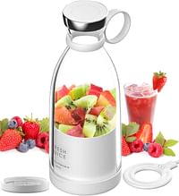Portable Blender for Shakes and Smoothies, Personal Size Blender 4 Blade Mini Home Wireless Charging Student Blender Smoothie Bottle Fruit Mixer for Home, Travel Outdoors (White)