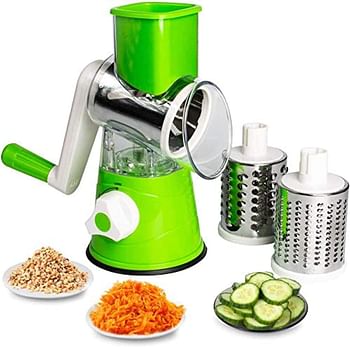 ECVV Manual Tabletop Drum Cheese Grater 3 In 1 Rotary Shredder Slicer Grinder For Cucumber Nut Potato Carrot Cheese Vegetable Salad Shooter - Mixed Color