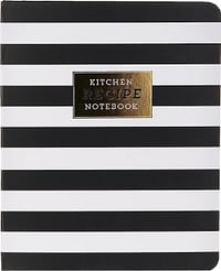C.R. Gibson Black And White Striped Spiral Recipe Journal, 100 Pages, 7.25" X 9" (Qmr-18688)