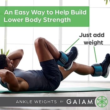 Gaiam Ankle Weights Strength Training Weight Sets For Women & Men With Adjustable Straps - Walking, Running, Pilates, Yoga, Dance, Aerobics, Cardio Exercises (5lb & 10 Pound Sets)