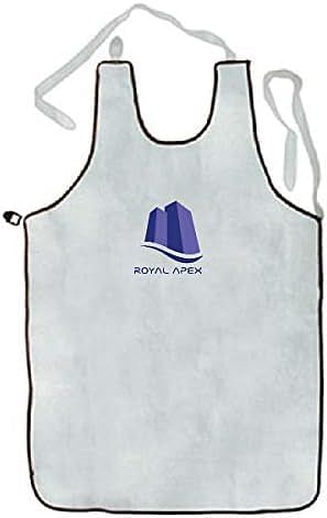 Royal Apex Grey Leather Welding Apron for Industrial Use High Temperature Fireproof Star Splash Protective