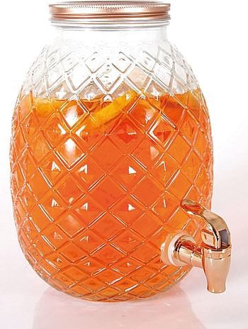 Feelings 4LTR Sip and Savor Your Emotions Glass Beverage Dispenser in Pineapple Shape with Stand and Tap