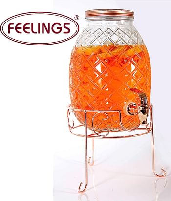 Feelings 4LTR Sip and Savor Your Emotions Glass Beverage Dispenser in Pineapple Shape with Stand and Tap