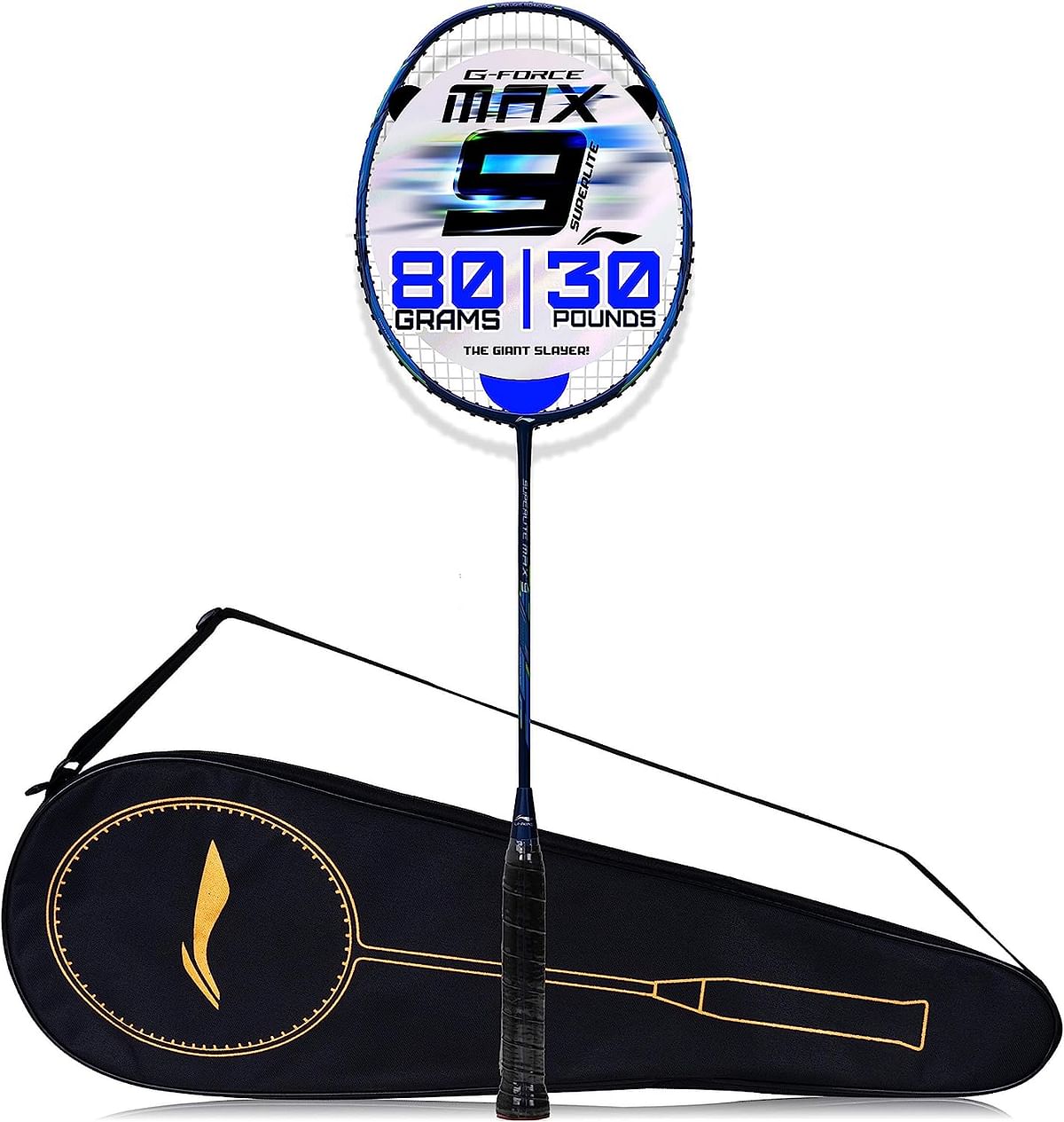 Li-Ning G-Force Superlite Max 9 Carbon Fibre Badminton Racket with Free Full Cover(80 Grams. 30 Lbs)