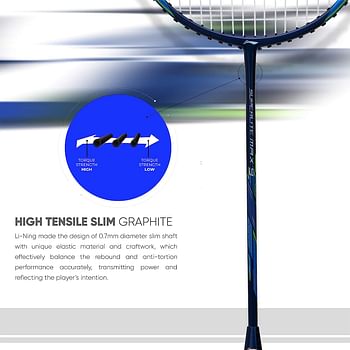 مضرب تنس الريشه من الألياف الكربونية فائق لايت ماكس 9 من Li-Ning G-Force مع غطاء كامل مجاني (80 جرام. 13.6 كجم)