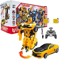 Kidwala RC Car Yellow Transformer Car with 2 Rechargeable Battery Black & Yellow Robot for Boys, Remote Control Car for Kids