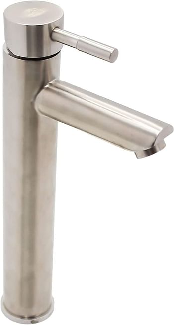 Brushed Tall Stainless Steel Single-Lever Basin Faucet Single Handle One Hole Bathroom Sink Faucet Lavatory Faucet