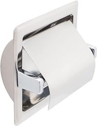 Chrome Brushed Recessed Toilet Paper Holder, Contemporary Hotel Style Wall Toilet Paper Holder - Recessed Toilet Tissue Holder Includes Rear Mounting Bracket
