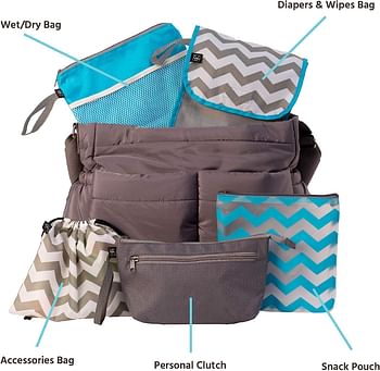 J.L. Childress Diaper Bag Organizer 5 Piece Set Large 2004Gy-Chv