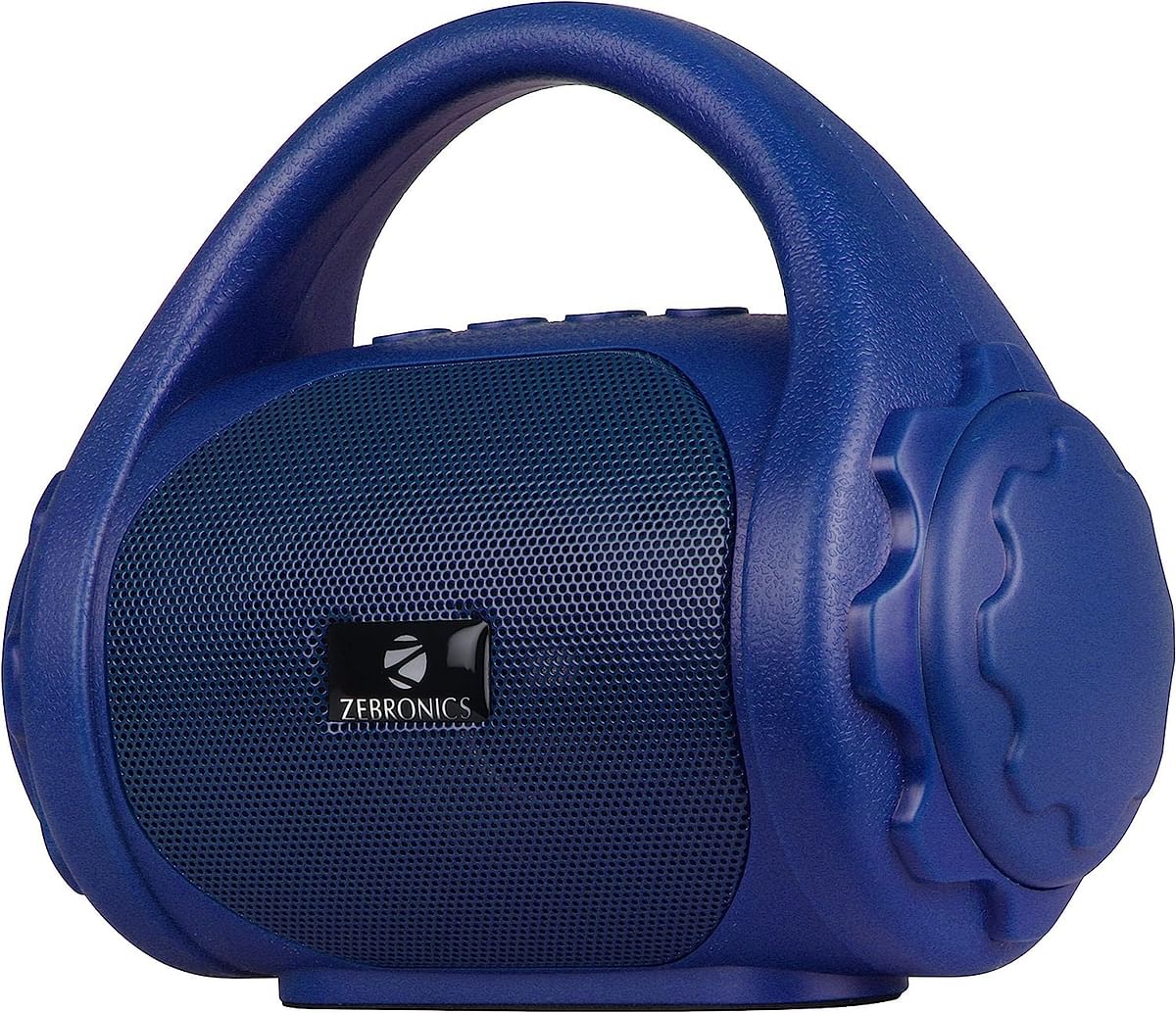 Zebronics ZEB-COUNTY 3W Wireless Bluetooth Portable Speaker With Supporting Carry Handle, USB, SD Card, AUX, FM & Call Function (Blue)