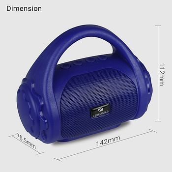 Zebronics ZEB-COUNTY 3W Wireless Bluetooth Portable Speaker With Supporting Carry Handle, USB, SD Card, AUX, FM & Call Function (Blue)