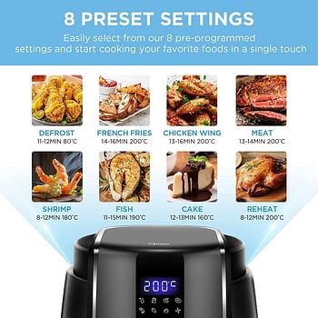 Midea 3.5L Air Fryer 1500W with Dual Cyclone Rapid Hot Technology for Frying, Grilling, Broiling, Roasting, Baking & Toasting, Timer up to 60 minutes Temperature Control 200°C, MFCN35C2