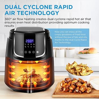 Midea 3.5L Air Fryer 1500W with Dual Cyclone Rapid Hot Technology for Frying, Grilling, Broiling, Roasting, Baking & Toasting, Timer up to 60 minutes Temperature Control 200°C, MFCN35C2