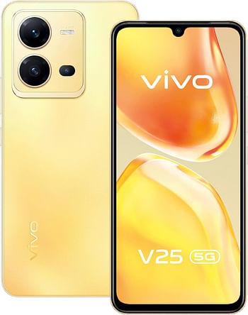 vivo V25 5G (Sunrise Gold, 8GB RAM, 128GB) 50MP AF Selfie Camera | Color Changing Design | 44W Charging | 90Hz 3D Curved AMOLED Display | Powerful MediaTek 900 Processor