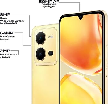 vivo V25 5G (Sunrise Gold, 8GB RAM, 128GB) 50MP AF Selfie Camera | Color Changing Design | 44W Charging | 90Hz 3D Curved AMOLED Display | Powerful MediaTek 900 Processor