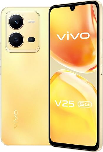 vivo V25 5G (Sunrise Gold, 8GB RAM, 128GB) 50MP AF Selfie Camera | Color Changing Design | 44W Charging | 90Hz 3D Curved AMOLED Display | Powerful MediaTek 900 Processor