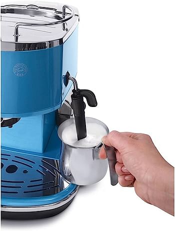 De'Longhi ECO 311.B coffee maker - coffee makers (freestanding, Ground coffee, Caffe crema, Cappuccino, Espresso, Black, Blue, Stainless steel, 50/60 Hz, Espresso machine)