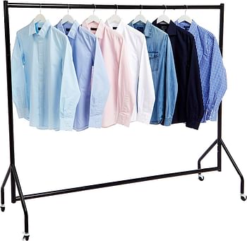 Heavy Duty Rolling Garment Rack, Hanging Clothes Organizer Rail for Display and Storage, 182.88 x 152.4 centimeters - Black