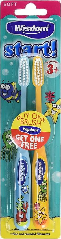 Wisdom Start Soft Tooth Brush for 3+ Years Kids 2-Pieces