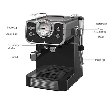 Dessini Espresso Coffee Machine 20 Bars 1500 Watts Model 3010 Black