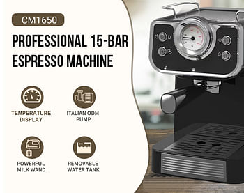 Dessini Espresso Coffee Machine 20 Bars 1500 Watts Model 3010 Black