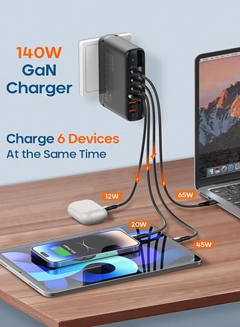 LDNIO A6140C Super Fast Charger – 140W 6-Port GaN Desktop & Wall Charger – The Ultimate Charging Solution