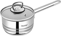 Prestige Infinity Stainless Steel 1 Litre 14 CM Sauce Pan | Non- Stick| Transparent Cover Lid | Induction Compatible- Silver