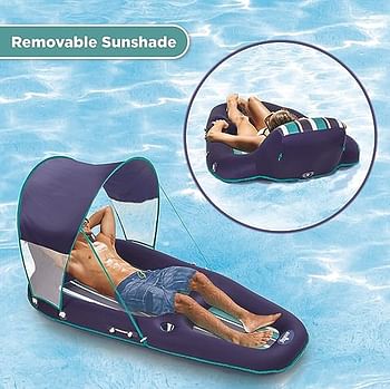 Aqua Luxury Water Lounge, X-Large, Inflatable Pool Float With Headrest, Backrest & Footrest, Palm Beach Flamingo