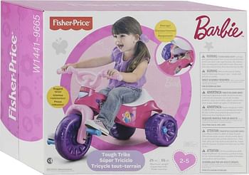 فيشر-برايس دراجة ثلاثية العجلات متينة للاطفال الصغار من باربي مع مقابض للمقود والتخزين للاطفال في مرحلة ما قبل المدرسة