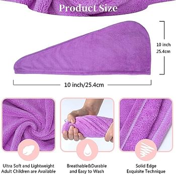 JIVWOO Microfiber Hair Drying Towel with Button (Pack of 3)