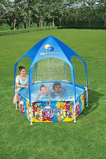 Bestway Steel Pro UV Careful Splash In Shade Play Pool 183x51cm, Multicolor, 5618T, 6' x 20"/1.83m x 51cm