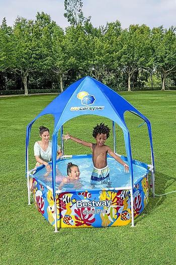 Bestway Steel Pro UV Careful Splash In Shade Play Pool 183x51cm, Multicolor, 5618T, 6' x 20"/1.83m x 51cm