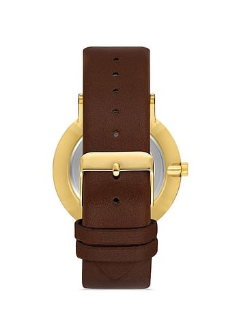 OMAX Analog PU Leather Wrist Watch SX7005 -42mm- Brown