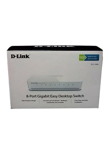 D-Link 8 Port Gigabit Desktop Switch - DGS-1008A White