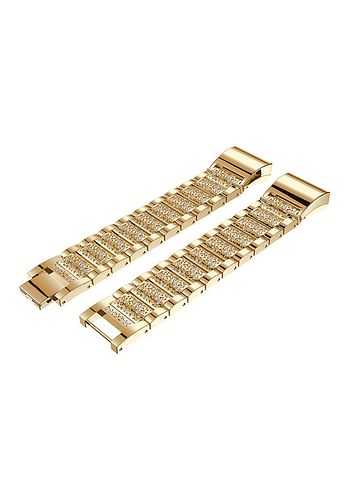 ISank Stainless Steel Replacement Watch Bracelet For Fitbit Charge 2 Gold