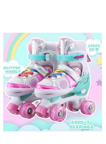 جي تي-ويل حذاء تزلج بعجلات قابل للتعديل للاطفال للبنات ، المقاس: M (33-37) EU